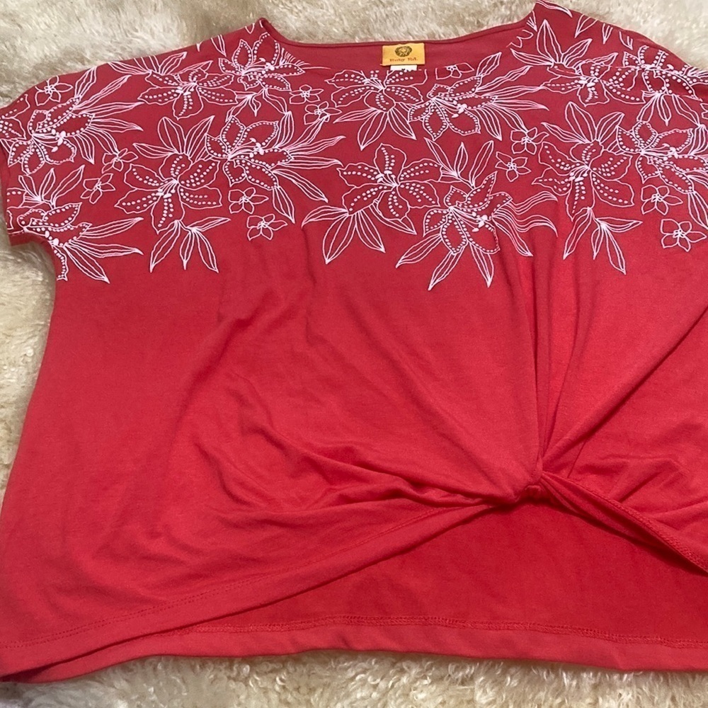 Ruby Rd hot tropics twist knit hem top size M